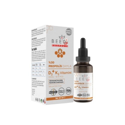%30 Propolis Damla D3+K2 Vitamini İçeren Takviye Edici Gıda 20ml - Bee'o Up