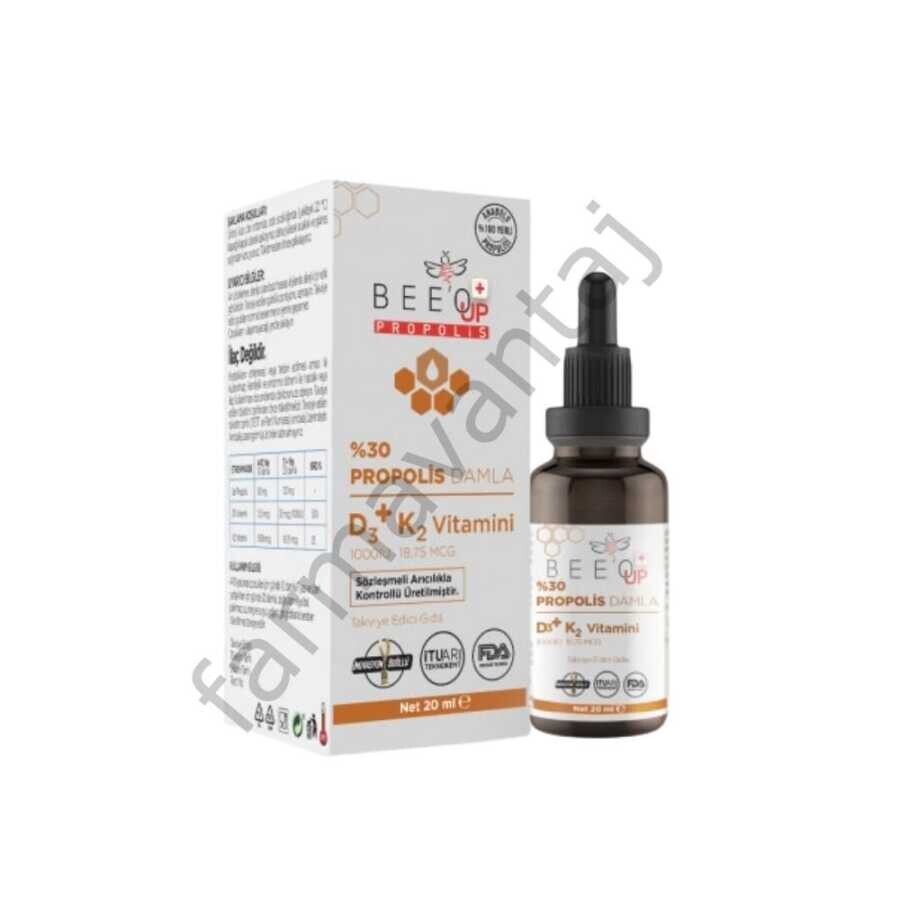 %30 Propolis Damla D3+K2 Vitamini İçeren Takviye Edici Gıda 20ml - 1