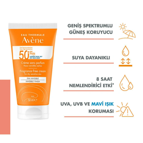 Avene 8H Hydration Kuru Ciltler İçin SPF50+ Güneş Koruyucu Krem 50 ml - 2