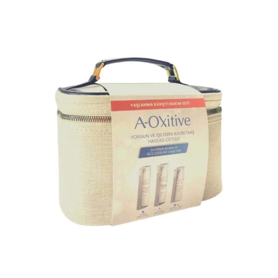 A-Oxitive Yorgun Ve Işıltısını Kaybetmiş Hassas Ciltler İçin Yaşlanma Karşıtı Çantalı Bakım Seti - 1