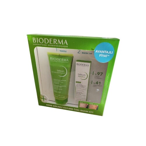 Akne Eğilimli Ciltlere Özel Bakım Kiti Sebium Jel 200ml + Sebium Kerato Jel Krem 30ml - Bioderma