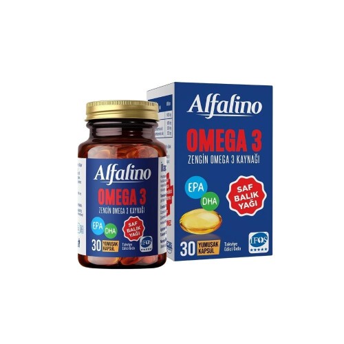 Alfalino Omega3 Balık Yağı İçeren Takviye Edici Gıda 30 Yumuşak Kapsül - EDİS PHARMA