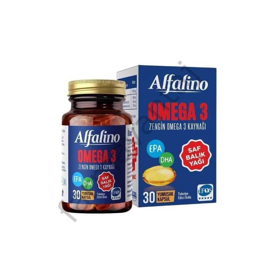 Alfalino Omega3 Balık Yağı İçeren Takviye Edici Gıda 30 Yumuşak Kapsül - 1