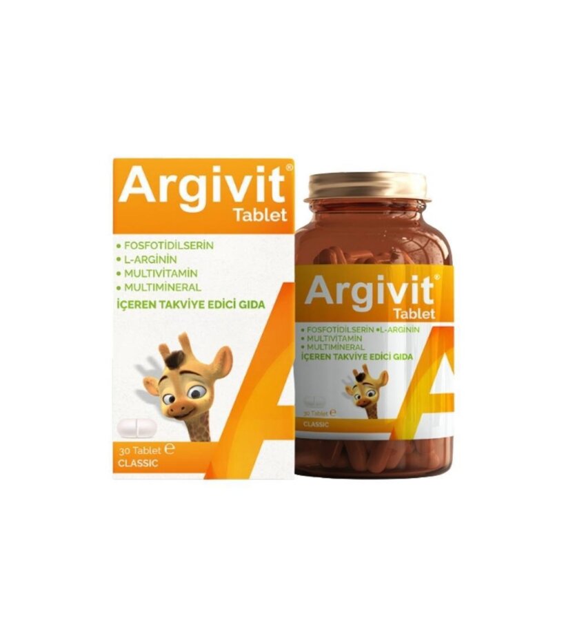 Argivit Classic Fosfodilserin, L-Arginin, Multivitamin Ve Multmineral Takviye Edici Gıda 30 Tablet - 1