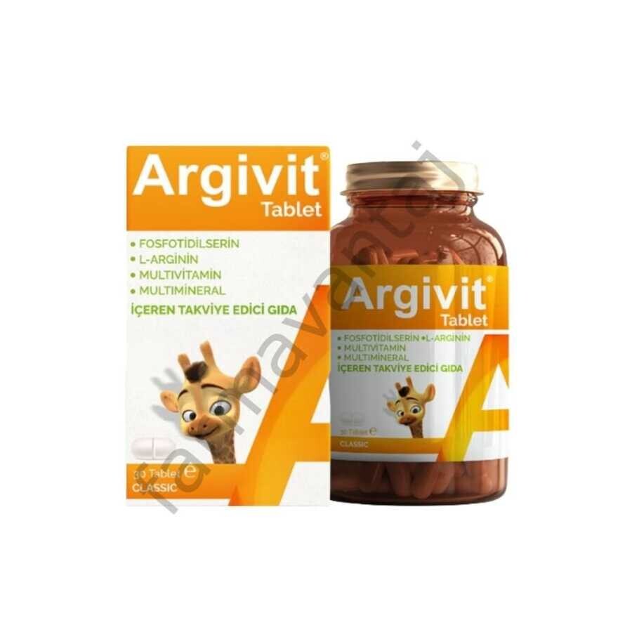Argivit Classic Fosfodilserin, L-Arginin, Multivitamin Ve Multmineral Takviye Edici Gıda 30 Tablet - 1