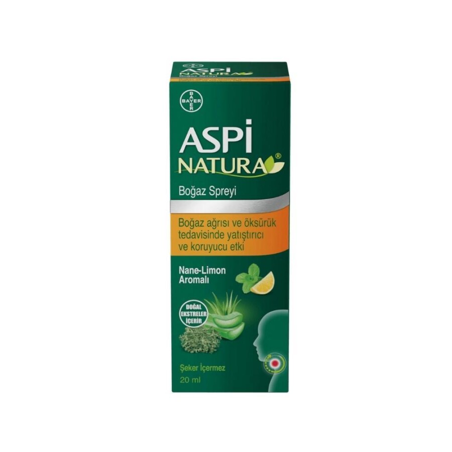 Aspi Natura Boğaz Spreyi Nane-Limon Aromalı 20ml - 1