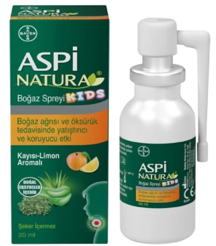 Aspi Natura Kids Boğaz Spreyi Kayısı & Limon 20 ml - Bayer