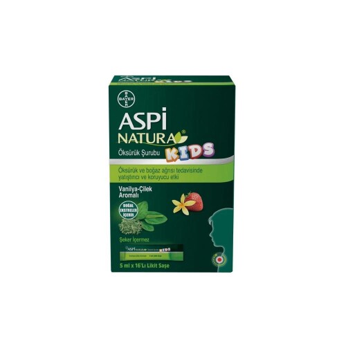 Aspi Natura Kids Öksürük Şurubu Vanilya-Çilek Aromalı 5ml X 16 Likit Saşe - Bayer