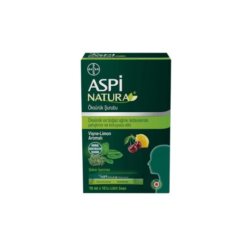 Aspi Natura Öksürük Şurubu Vişne-Limon Aromalı 10ml X 16 Likit Saşe - Bayer