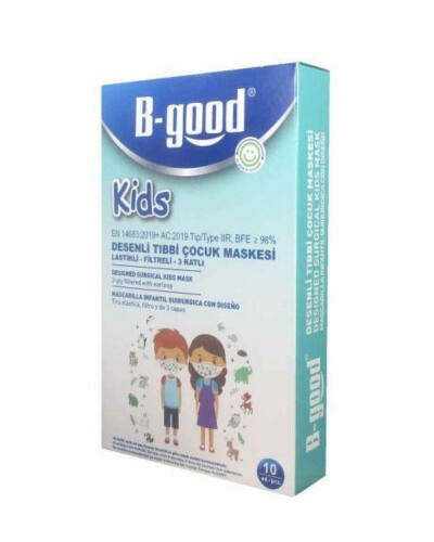 B-Good Kids Desenli Filtreli Çocuk Maskesi 10 Adet - B-Good