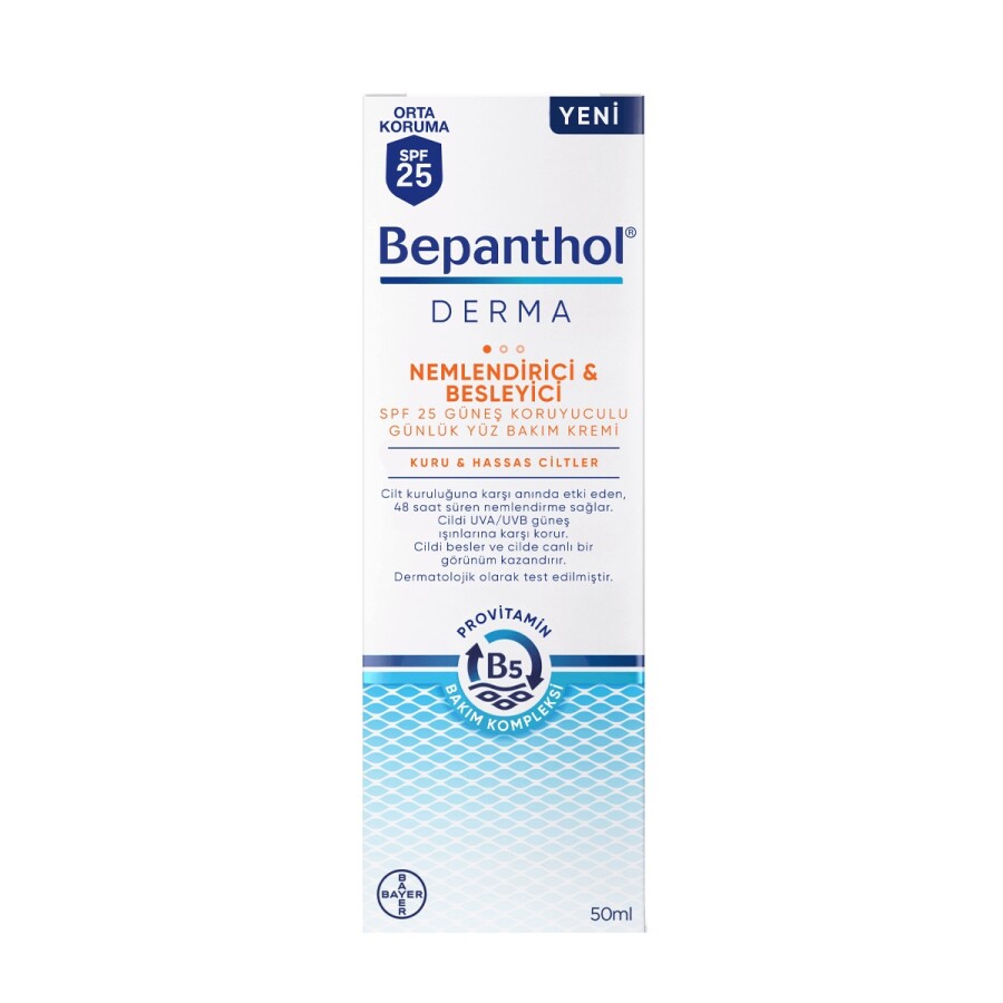 Bepanthol Derma Nemlendirici ve Besleyici SPF 25 Yüz Bakım Kremi 50 ml - 1