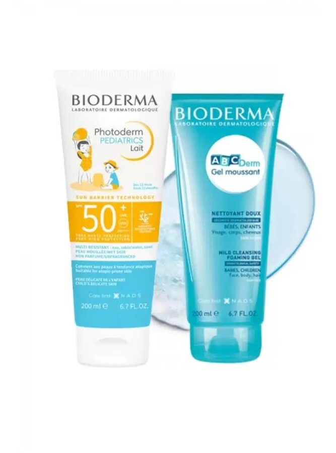 Bioderma Photoderm Pediatrics Lait Spf50+ 200ml + Bioderma ABCDerm Foaming Gel 200ml | Bebek ve Çocuk Bakım Seti - 1