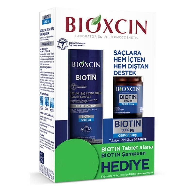 Bioxcin Biotin 5000 mcg Çinko 15 mg 60 Tablet ALANA Biotin Şampuan 300 ml HEDİYE - 1