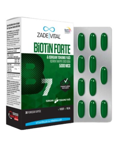 Biotin B7 Vitamini İçeren Takviye Edici Gıda 2500mcg 30 Yumuşak Kapsül - 1