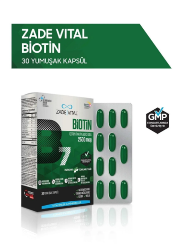 Biotin B7 Vitamini İçeren Takviye Edici Gıda 2500mcg 30 Yumuşak Kapsül - 3