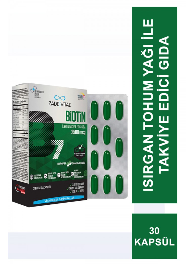 Biotin Forte Isırgan Tohumu Yağı İçeren Takviye Edici Gıda 5000mcg 30 Kapsül - 3