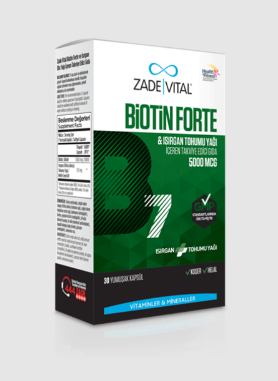 Biotin Forte Isırgan Tohumu Yağı İçeren Takviye Edici Gıda 5000mcg 30 Kapsül - 4