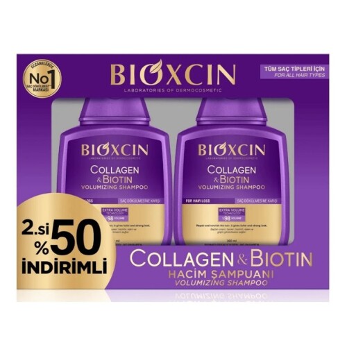 Bioxcin Collagen & Biotin Hacim Şampuanı 300 Ml 2'li Avantaj Paket - 1