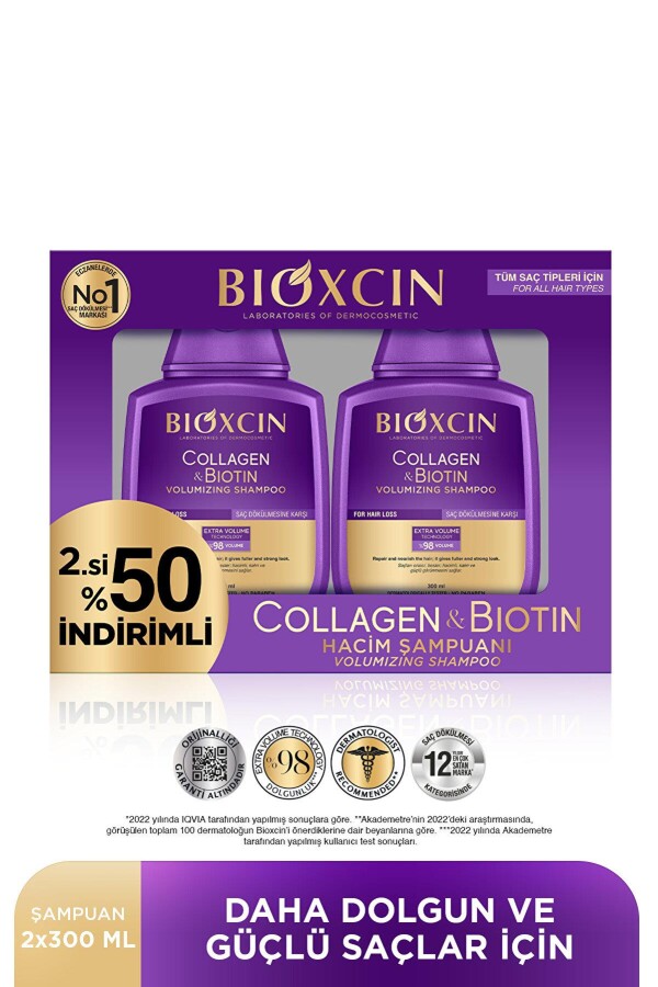Bioxcin Collagen & Biotin Hacim Şampuanı 300 Ml 2'li Avantaj Paket - 2