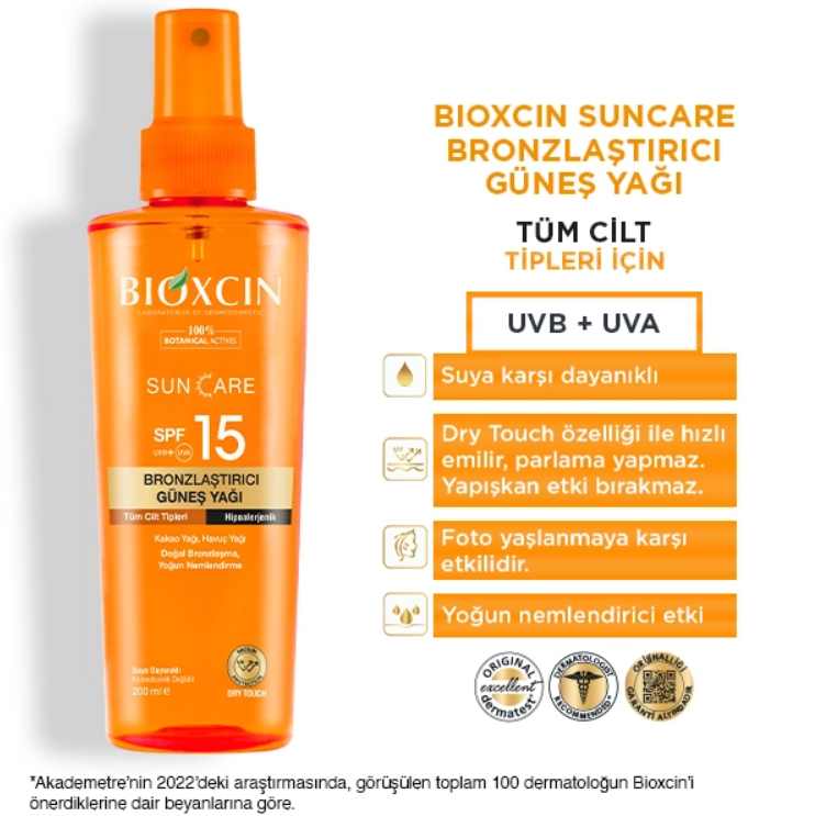 Bioxcin Sun Care Bronzlaştırıcı Güneş Yağı SPF15 200 ml - 4