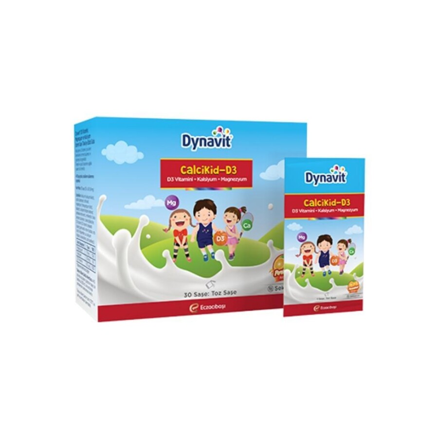 CalciKid-D3 D3 Vitamini, Magnezyum ve Kalsiyum İçeren Portakal Aromalı Takviye Edici Gıda 30 Toz Saşe - 1
