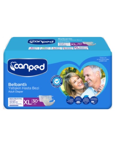 Canped Tekstil Yüzeyli Belbantlı XLarge 30 Adet Hasta Bezi - Canped