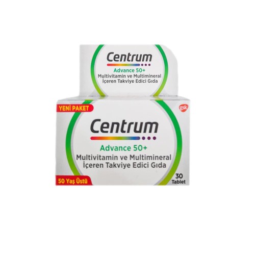 Centrum Advance 50+ Multivitamin ve Multimineral İçeren Takviye Edici Gıda 30 Tablet - GSK