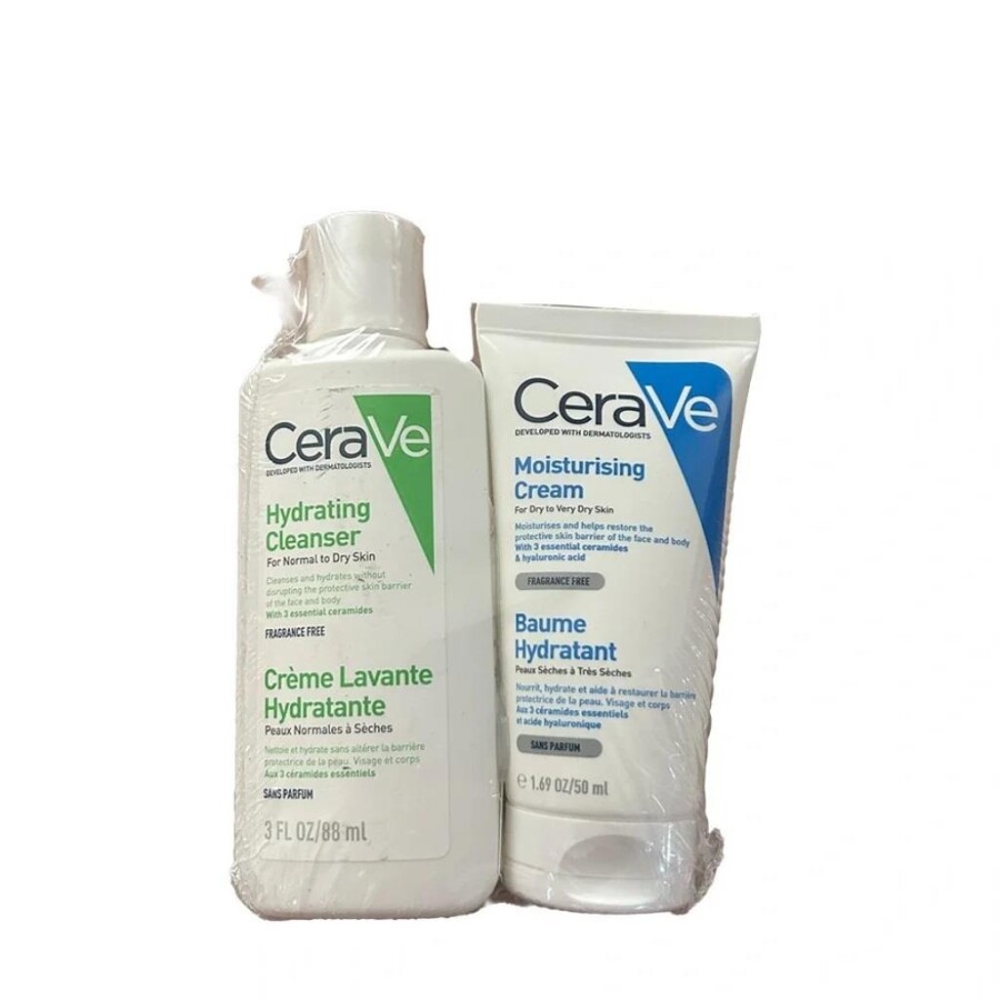 Cerave Hydrating Cleanser 88 ml + Moisturising Cream 50 ml - 1