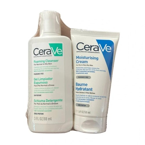 Cerave Set - Köpüren Cleanser 88 ml + Moisturising Cream Kuru ve Çok Kuru Ciltler İçin 50 ml - CeraVe