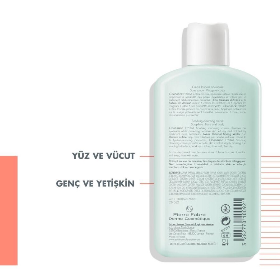 Avene Cleanance Hydra Creme Lavante Apaisante Yüz & Vücut Temizleme Kremi 200 ml - 3