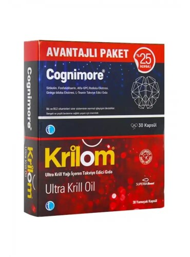 Cognimore 30 Kapsül + Krilom Ultra Krill Oil Takviye Edici Gıda 30 Kapsül - Tab İlaç