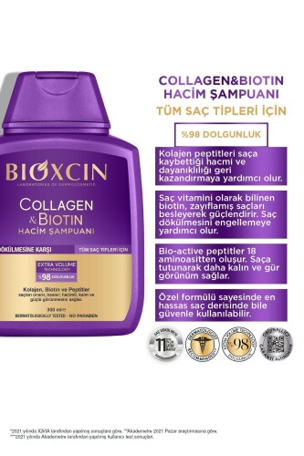 Bioxcin Collagen Biotin & Hacim Şampuanı Saç Dökülmesine Karşı 300 ML - 4