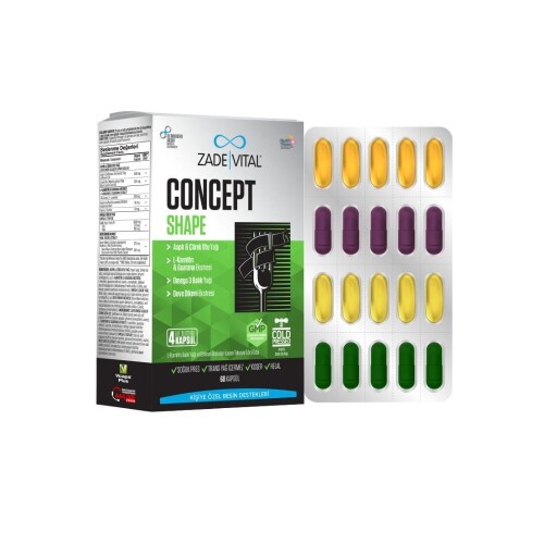 Concept Shape L-Karnitin, Omega 3 Balık Yağı Ve Bitki Ekstresi İçeren Takviye Edici Gıda 60 Kapsül - Zade Vital