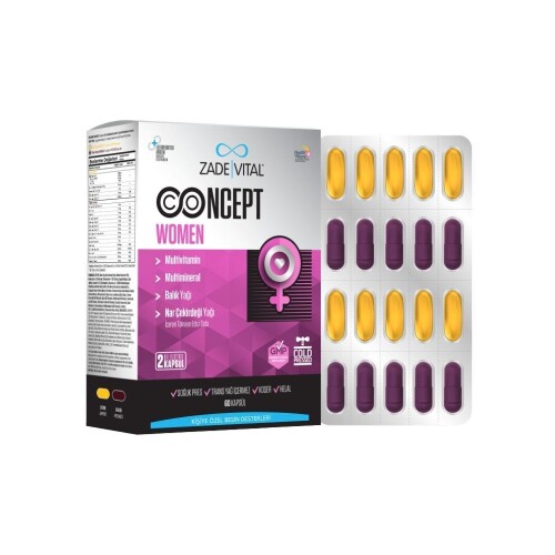 Concept Women Multivitamin, Multimineral,Omega3,NarÇekirdeği Yağı İçeren Takviye Edici Gıda 60Kapsül - Zade Vital