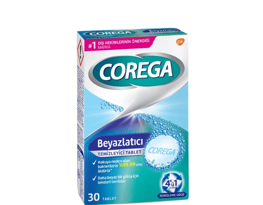 Corega Diş Protezi Beyazlatıcı Temizleyici 30 Tablet - 1