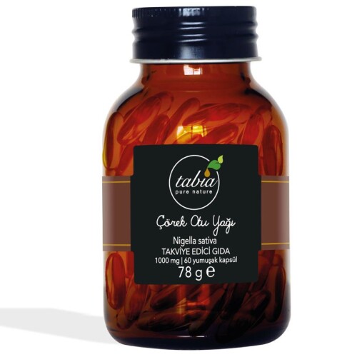 Çörek Otu Yağı Takviye Edici Gıda 1000mg 60 Yumuşak Kapsül - Tabia