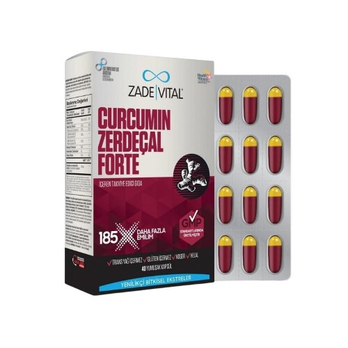 Curcumin Zerdeçal Forte Takviye Edici Gıda 40 Yumuşak Kapsül - Zade Vital