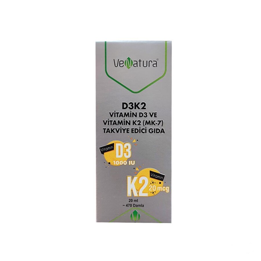 D3K2 Vitamin D3 Ve Menaquinon 7(MK-7) Takviye Edici Gıda 20ml - 1
