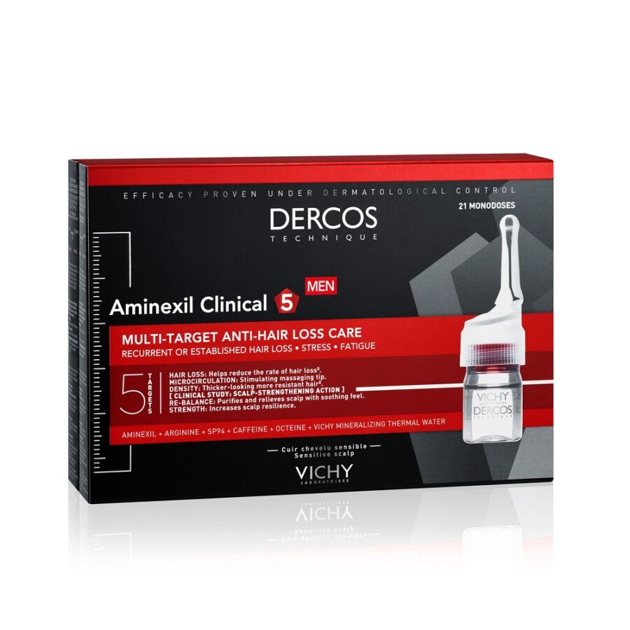 Dercos Aminexil Clinical 5 21x6ml - Erkekler için Saç Dökülmesine Karşı Serum - 1