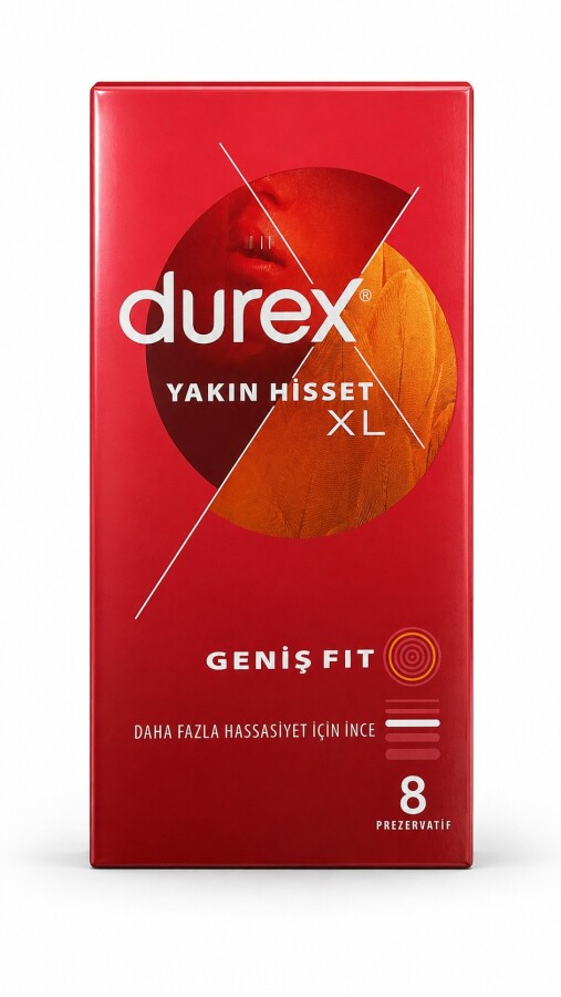 Durex Yakın Hisset XL Geniş Fit 8 Adet Prezervatif - 1