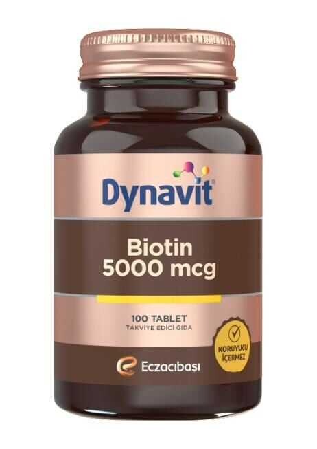 Dynavit Biotin İçeren Takviye Edici Gıda 5000 Mcg 100 Tablet - 1