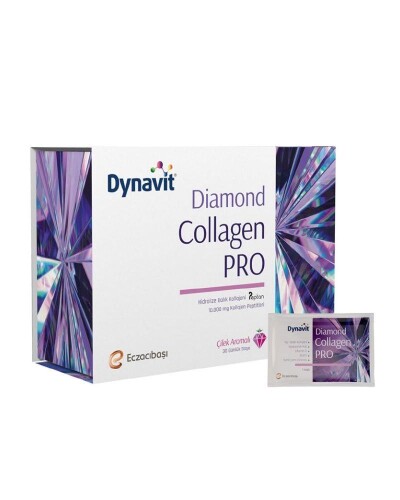 Dynavit Diamond Collagen Pro Hidrolize Kollajen, Hyaluronik Asit, Vitamin C Biotin Ve Sahil Çamı Ekstresi İçeren Toz Takviye Edici Gıda 30 Poşet - Eczacıbaşı