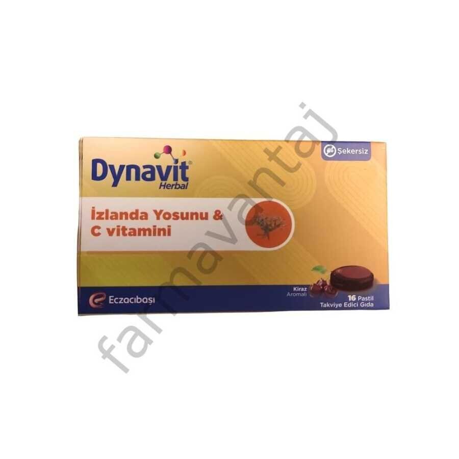 Dynavit Herbal İzlanda Yosunu Ve C Vitamini İçeren Kiraz Aromalı Takviye Edici Gıda 16 Pastil - 1