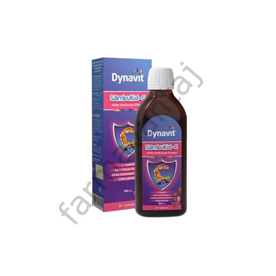 Dynavit SambuKid-C Bitkisel Ekstreler, C Vitamini Ve Çinko İçeren Çilek Aromalı Takviye Edici Gıda 150ml - 1