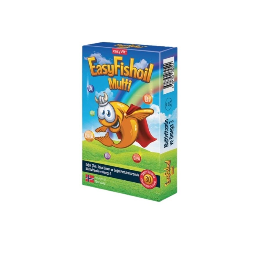 EasyFishoil Multi Multivitamin ve Omega 3 İçeren Takviye Edici Gıda 30 Çiğnenebilir Jel Form - 1