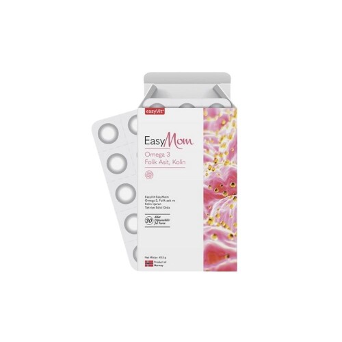EasyMom Omega3, Kolin Ve Folik Asit İçeren Takviye Edici Gıda 30 Çiğnenebilir Jel Form - Easyvit
