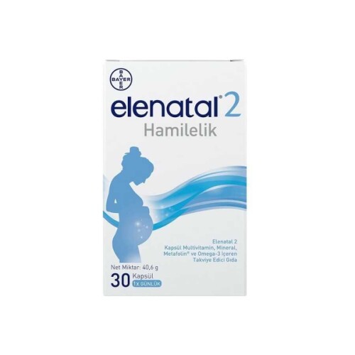Elenatal2 Multivitamin, Mineral, Metafolin ve Omega3 İçeren Takviye Edici Gıda 30 Kapsül 