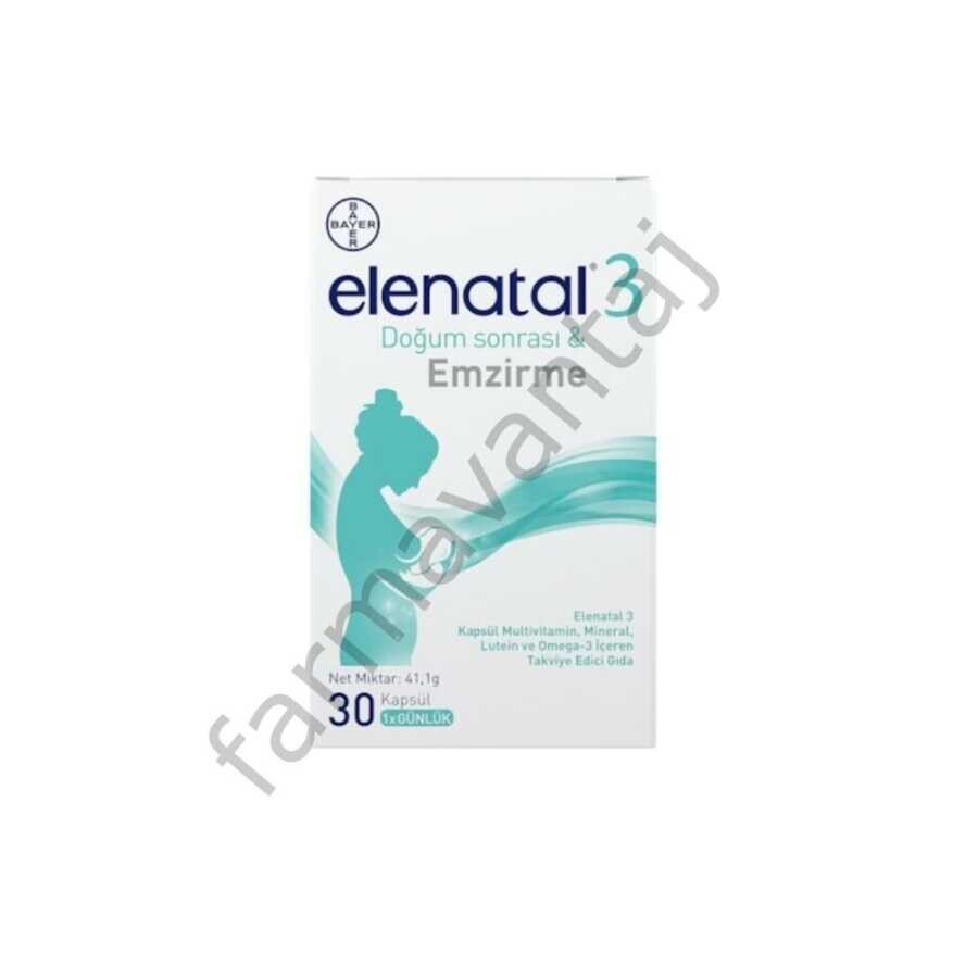 Elenatal3 Multivitamin, Mineral ve Omega-3 İçeren Takviye Edici Gıda 30 Kapsül - 1