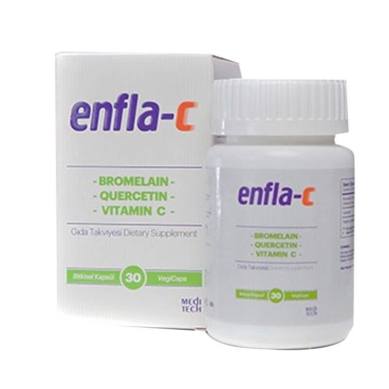 Enfla-C Bromelain, Vitamin C Ve Quercetin İçeren Takviye Edici Gıda 30 Bitkisel Kapsül - 1