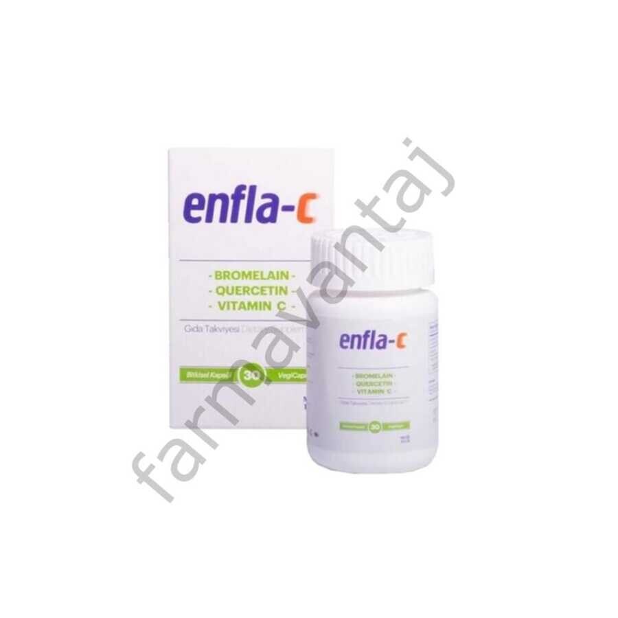 Enfla-C Bromelain, Vitamin C Ve Quercetin İçeren Takviye Edici Gıda 30 Bitkisel Kapsül - 1